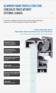 Phần cứng Kit trackless trượt đường sắt Hidden theo dõi hệ thống ma trượt nội thất kính vô hình cửa khung nhôm bán buôn - Product Image 5
