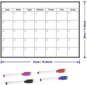 Planificateur magnétique hebdomadaire et mensuel personnalisé pour réfrigérateur, <span class=keywords><strong>tableau</strong></span> d'écriture magnétique pour repas, <span class=keywords><strong>tableau</strong></span> de notes pour la maison, planificateur magnétique souple - Product Image 5