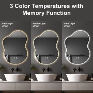 Miroir <span class=keywords><strong>de</strong></span> <span class=keywords><strong>salle</strong></span> <span class=keywords><strong>de</strong></span> <span class=keywords><strong>bain</strong></span> LED irrégulier moderne personnalisé, étanche, mural, anti-buée, tactile, trois couleurs, pour hôtel, villa, <span class=keywords><strong>projet</strong></span> - Product Image 2