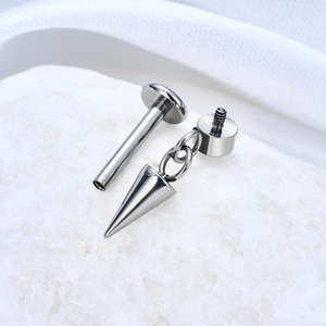 <b>Titanium</b> Ear Bone Stud Plant Shape Prong Setting Unisex Fashion Piercing Jewelry - Product Image 2
