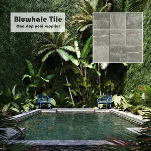Bluwhale tedarikçisi açık Villa 4x4 popüler mermer bak gri mozaik yüzme havuz karosu Bali kaymaz porselen havuz karosu s