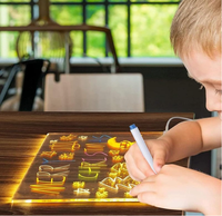 Veilleuse LED blanche chaude à brancher, tableau de messages USB, support moderne en acrylique, tableau de notes créatif effaçable pour enfants