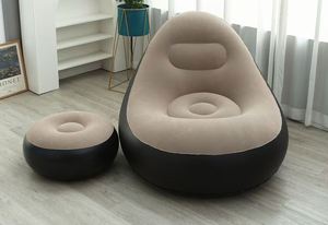 Sofá Cama Inflable Moderno de PVC con Revestimiento Flocado, Diseño Plegable y Reclinable, Portátil para Dormitorio y Sala de Estar - Product Image 2