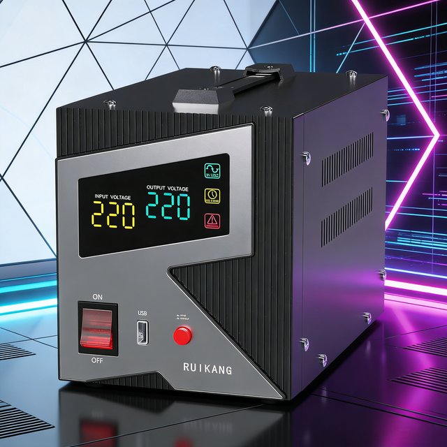 Relay Automatic Voltage Stabilizer AC 220V Single Phase Home Use AVR Voltage Regulator LCD Display Aluminium USB Port Protection