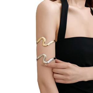 All'ingrosso della moda delle signore della sposa dorato metallo bracciale di apertura onda <span class=keywords><strong>serpente</strong></span> <span class=keywords><strong>braccio</strong></span> bracciale per le donne - Product Image 1