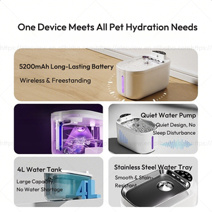 Fontaine à eau automatique sans fil Elecpet OEM 4L pour animaux de compagnie, batterie 5200mAh, séparation eau-électricité, fontaine à eau intelligente pour animaux de compagnie - Product Image 3