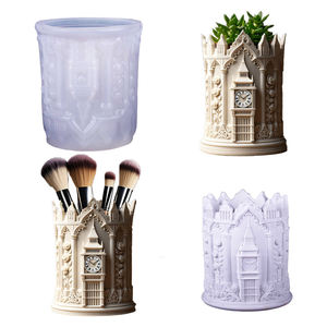 Cilindro exquisito británico <span class=keywords><strong>Elizabeth</strong></span> <span class=keywords><strong>Tower</strong></span> y Big Ben gráfico DIY silicona cemento resina yeso flor tarro maceta florero molde - Product Image 6