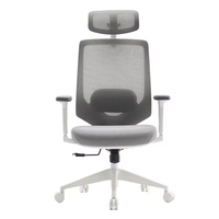 Chaise de bureau ergonomique moderne de haute qualité JR RACING, en mesh, gris et blanc, réglable en hauteur, avec support lombaire, pour le bureau à domicile