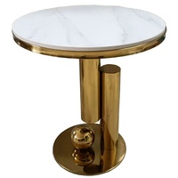 Nouvelle table basse en acier inoxydable moderne et contemporaine dorée brillante pour le salon