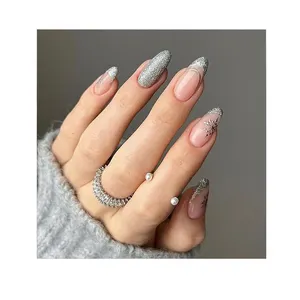 Silber pulver Sarg nägel Acryl nägel liefert profession elle Glitter Falsche Nägel