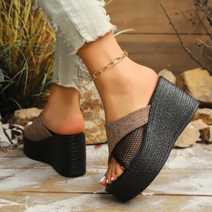 <span class=keywords><strong>Sandalias</strong></span> de Plataforma con <span class=keywords><strong>Cuña</strong></span> para Mujer, Diseño Abierto, con Tira Delantera/Trasera, Cómodas para Primavera/Verano, Chanclas de Playa - Product Image 5