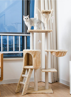 Grand Arbre à Chats de Luxe Moderne et Écologique de 135 cm, avec 5 Niveaux, Griffoir Multi-Niveaux, Tour, Niche et Maison – Meuble pour Animaux de Compagnie Personnalisé en Bois