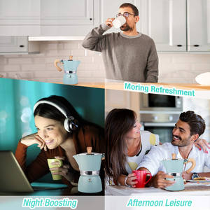 <span class=keywords><strong>Mini</strong></span> cafetière moka en aluminium de haute qualité, bleu royal, blanc, noir, argent, vert, tasse 3/6, 150ml, 300ml, cafetière expresso - Product Image 6