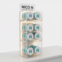Présentoir de comptoir personnalisé en acrylique à 4 niveaux pour sachets de nicotine, idéal pour la vente de Snus et les boutiques de tabac