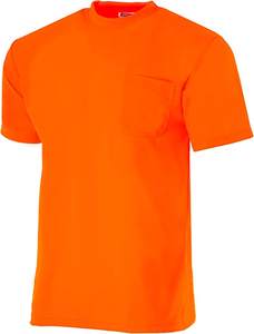 Custom 100% Polyester Mesh Short Sleeve Work <b>T</b>-<b>Shirt</b> High Visibility Orange Yellow Moisture Wicking Chest Pocket Safety Letter - Product Image 4