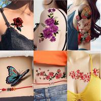 Autocollant de fleur de lotus de 9x19cm, fleur de rose de papillon, de jambe, de cuisse, de fleur de lotus, tatouage imperm￩able, autocollants de bras 3d, offre sp￩ciale
