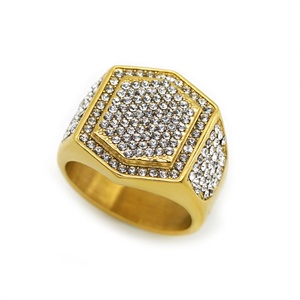 Luxury 18k Gold Plated Finger <b>Ring</b> Stainless Steel Zircon Charm Hoop <b>Rings</b> <b>Men</b> - Product Image 1