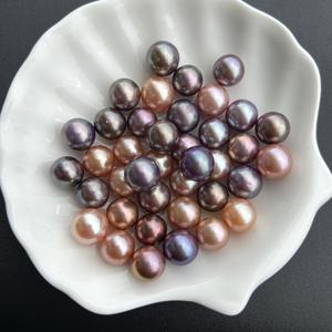 Perles d'eau douce nues Edison de 10-11 mm, cercle parfait, orange rose avec une forte luminosité, légère imperfection, perles en vrac pour le bricolage - Product Image 3