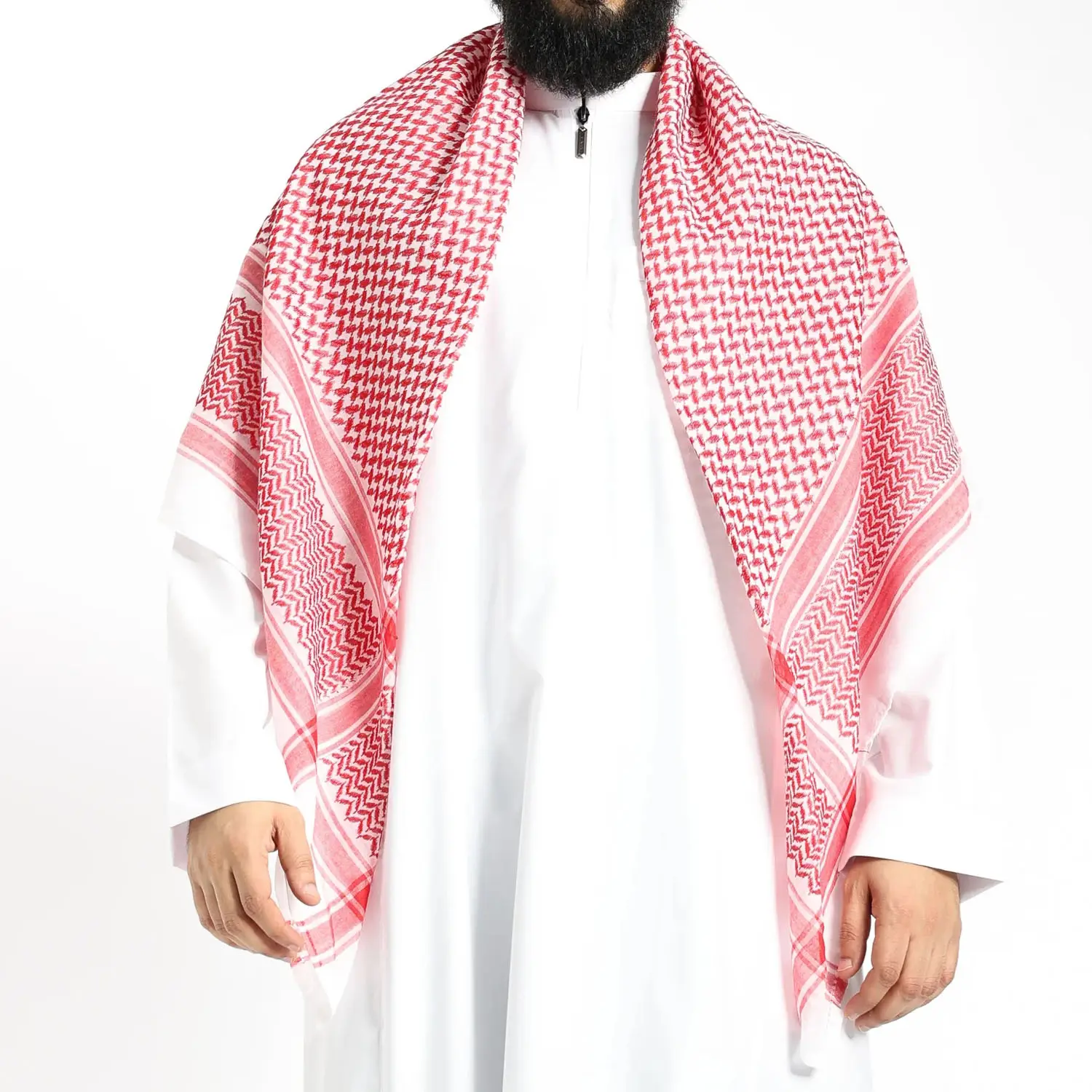 Klasik desen müslüman erkekler kırmızı arap büyük kare filistin eşarp Shemagh tasarımlar pamuk başörtüsü Keffiyeh