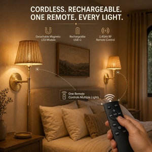 Applique murale rechargeable en tissu, sans fil, magnétique, avec télécommande LED, pour hôtel, chambre à coucher, salon - Product Image 5