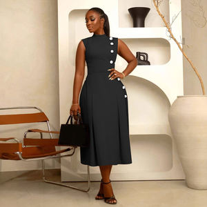 Robes Décontractées Femme 2025 Vêtements Femme Robe Plissée Fendue Irrégulière sans Manches - Product Image 4