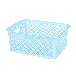 Plastic Storage Basket Rectangle With Handles Purple Pink White Blue Home Storage Organizing Rack Food Container - Product Image 5