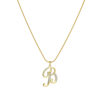 Collier pendentif lettre initiale en cuivre Jeutelis A-Z 26, police spéciale, pierre CZ, chaîne serpent, breloque en cuivre plaqué or 18 carats