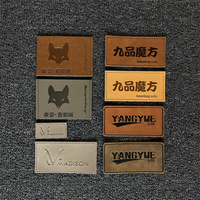 Fournisseur d'étiquettes de vêtements, logo de marque personnalisé, veste en métal, cuir PU noir, patchs en relief écologiques pour vêtements