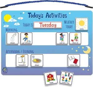 2024 Today's Activities Daily Routine Visual Timetable Hot Sale Magnetic Tile Chart for Children Educational Toy