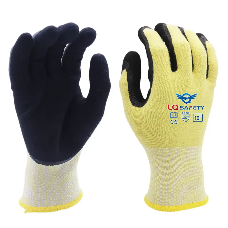 Manufacturer 13G Kevlar Fabric A3 Cut Level Nitrile Gloves Anti Cut Safety Work Construction Gloves