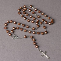 Collier de prière en perles colorées en gros, perles de verre de 8 mm, chapelet, bijoux catholiques