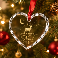 Ornement en verre cristal transparent personnalisé avec citation sur le thème de Noël, souvenir de nuit d'hiver de Noël