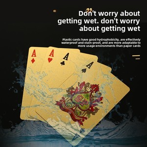 Baraja de Póker Impermeable con Lámina Dorada LEYAO: Cartas de Juego de PVC con Diseño de Emma, 54 Cartas, para Entretenimiento Premium en Casinos y Fiestas - Product Image 4