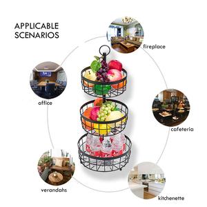 Panier à fruits rond classique en fer, portable, avec étagère de rangement - Product Image 4