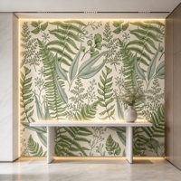 Papier peint mural botanique vintage motif fougère, papier peint tropical sur mesure à motifs de feuilles pour chambre à coucher et fond de télévision