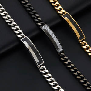 Anti Tarnished 316L Stainless Steel Fashion Men's <b>Bracelet</b> & Bangle 14K 18K Gold Plated <b>Engravable</b> <b>Bracelet</b> Blanks For Men - Product Image 2