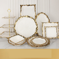 Assiette de luxe Charger Dubai, belles assiettes à dîner, vaisselle en céramique dorée, service de vaisselle en porcelaine