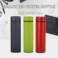 Bouteille d'eau intelligente en acier inoxydable personnalisée de 350 ml et 500 ml, étanche, avec batterie remplaçable et affichage numérique de la température LED 6-12