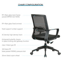 Chaise de bureau ergonomique de direction, fabricant de Foshan, chaise de bureau pivotante en maille bon marché, chaise de travail pour le personnel, salle de conférence, chaise de bureau en tissu et mousse