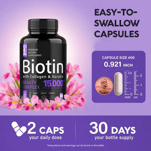 OEM 15000 Biotina 10000 Capsule Collagene Etichetta Privata Integratore Vitaminico 25000mcg Collagene Biotina Capsule per la Crescita dei Capelli - Product Image 2