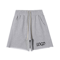 Short surdimensionné à cordon Pantalon quart 100% coton Loose French Terry Raw Edge Sweat Shorts pour hommes