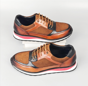 Men's Genuine <b>Leather</b> <b>Sneakers</b> Vintage British Style Slip-On Casual Shoes Fashion Design Footwear for Business Office Daily Wear - Product Image 6