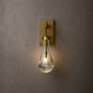 Teardrop Clear Glass Wall <b>Sconce</b> Brass Base Indoor Bedroom Corridor Decor Wall Lamp - Product Image 2