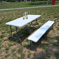 Mesa y silla plegable de plástico portátil moderna Senruihome, ligera y duradera para el hogar, Villa, Hospital, comedor, uso en Hotel