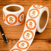 Autocollants en rouleau personnalisés avec logo pour pâtisserie, adhésifs imperméables, en papier rond, pour usage alimentaire