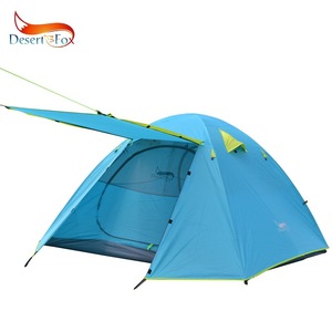 Tente double couche Desert Fox pour 3-4 personnes, bleu ciel vert, imperméable, camping en plein air, quatre saisons - Product Image 5