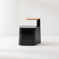 Mobilier Bazhou Japandi moderne de design nordique en plastique noir Table d'appoint de salon pivotante unique