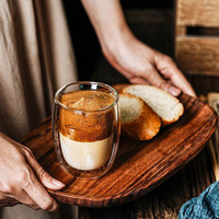 Tasse à café moderne en verre borosilicate double couche transparente 300 ml, personnalisable avec nouveau design et logo