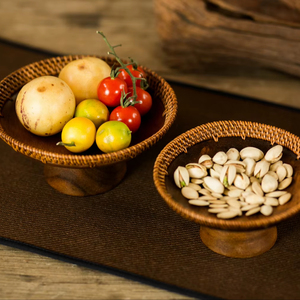 Plateau à fruits haut en bambou, plateau à thé en noyer de style japonais, panier à fruits tressé à la main, plateau de collations pour le thé de Bouddha - Product Image 1