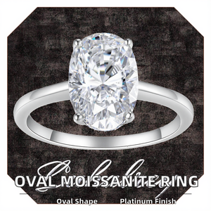 Bague pour femme en argent sterling 925 plaqué platine, sertie de moissanite ovale 4,5 carats, certifiée, style solitaire, design élégant - Product Image 2